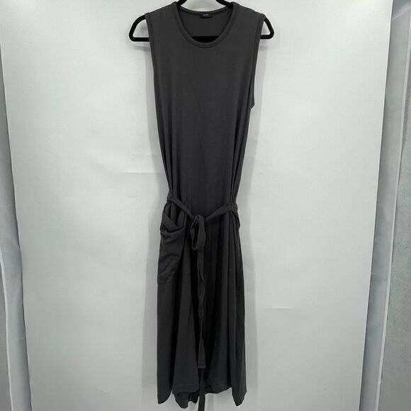 Joseph "Sunny" Women's Dark Gray Cotton Jersey Tie Wrap Dress Size XL - Picture 1 of 8